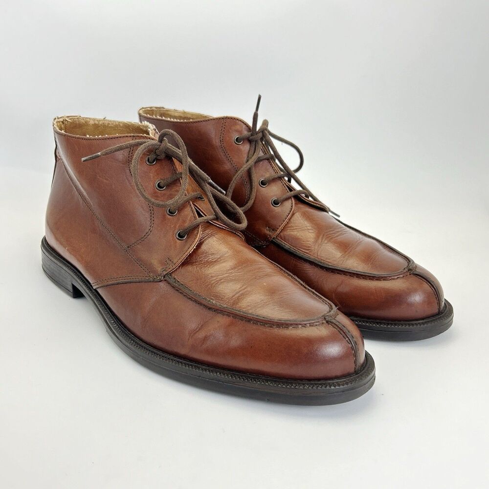 VENTURINI Chukka Boots Mens Sz 12 D Brown Leather Apron Split Toe Vintage Italy